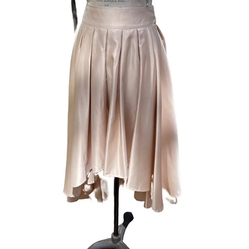 She + Sky Hi Lo Skirt satin Beige NWT Small